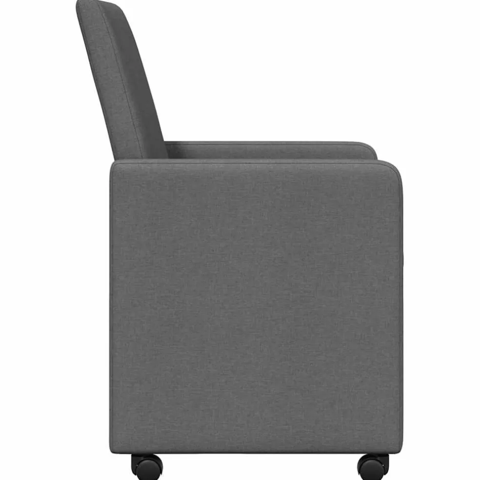 vidaXL Eetkamerstoelen met Wieltjes 2 st Stof Donkergrijs
