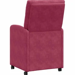 vidaXL Eetkamerstoelen met Wieltjes 2 st Fluweel Wijnrood