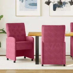 vidaXL Eetkamerstoelen met Wieltjes 2 st Fluweel Lichtgrijs