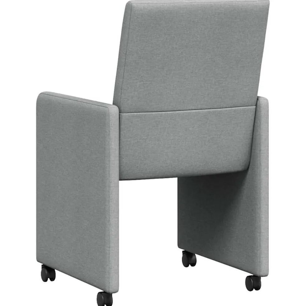 vidaXL Eetkamerstoelen met Wieltjes 2 st Stof Lichtgrijs