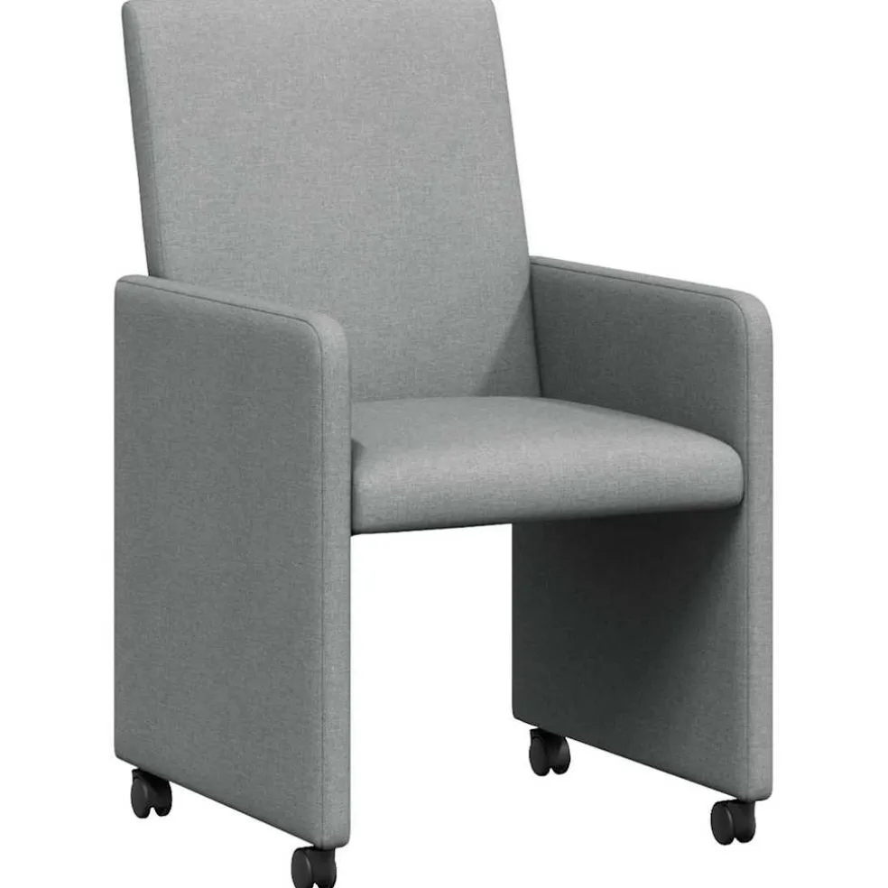 vidaXL Eetkamerstoelen met Wieltjes 2 st Stof Lichtgrijs
