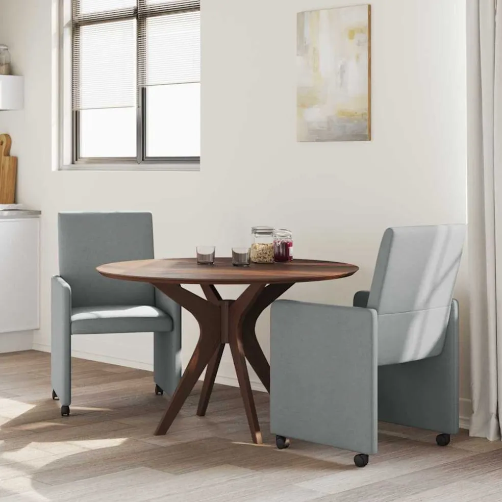 vidaXL Eetkamerstoelen met Wieltjes 2 st Stof Lichtgrijs