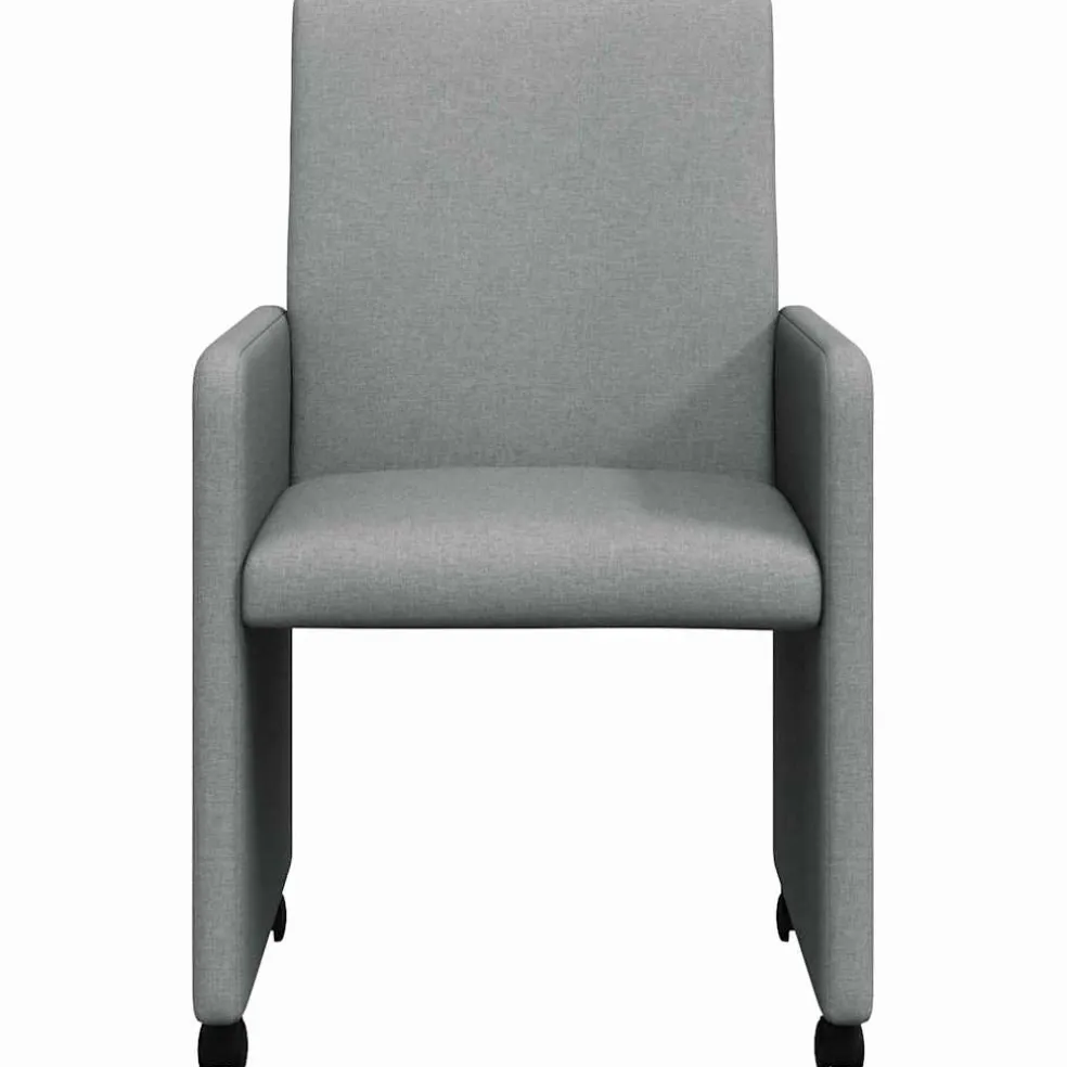 vidaXL Eetkamerstoelen met Wieltjes 2 st Stof Lichtgrijs