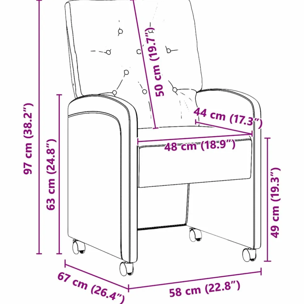 vidaXL Eetkamerstoelen met Wieltjes 2 st Nep Suede Leer Donkergrijs