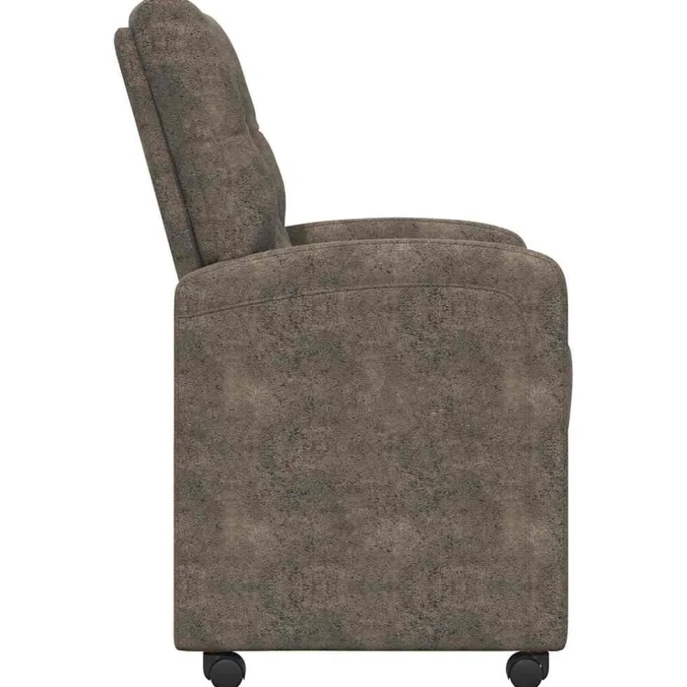 vidaXL Eetkamerstoelen met Wieltjes 2 st Nep Suede Leer Donkergrijs
