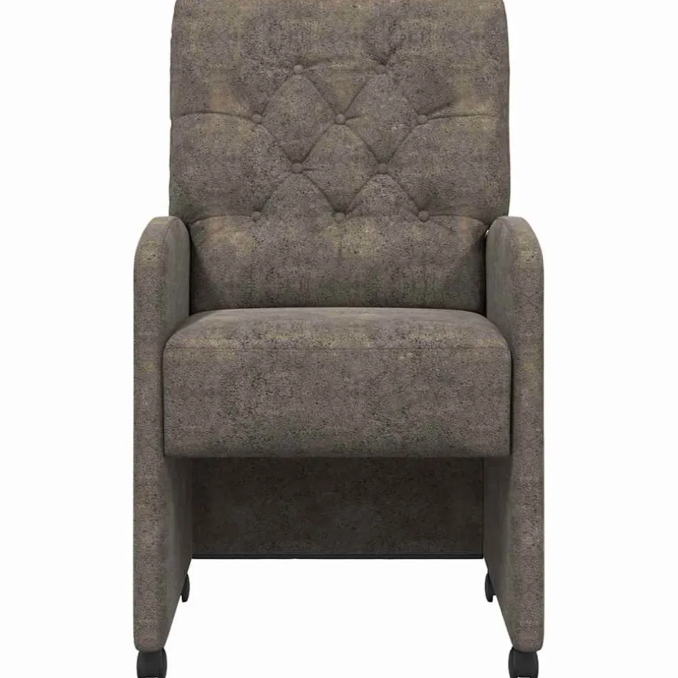 vidaXL Eetkamerstoelen met Wieltjes 2 st Nep Suede Leer Donkergrijs