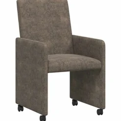 vidaXL Eetkamerstoelen met Wieltjes 2 st Faux suede leer Donkergrijs