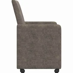 vidaXL Eetkamerstoelen met Wieltjes 2 st Faux suede leer Donkergrijs