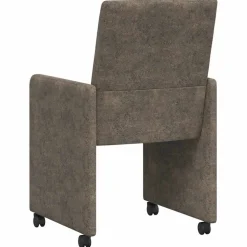 vidaXL Eetkamerstoelen met Wieltjes 2 st Faux suede leer Donkergrijs