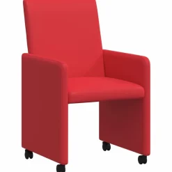 vidaXL Eetkamerstoelen met Wieltjes 2 st Kunstleer Rood