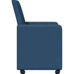 vidaXL Eetkamerstoelen met Wieltjes 2 st Stof Blauw 57 x 66 x 94 cm
