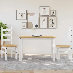 vidaXL Eetkamerstoelen 2 st Corona 42x47x107 cm grenenhout wit