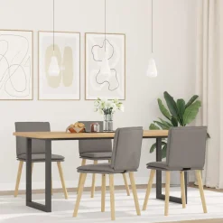 vidaXL Eetkamerstoelen 4 st draaibaar stof taupe