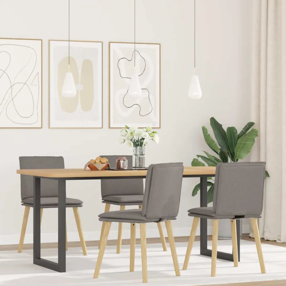 vidaXL Eetkamerstoelen 4 st draaibaar stof taupe
