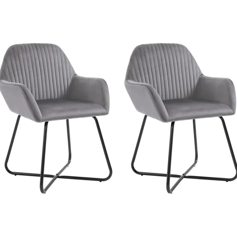 vidaXL Eetkamerstoelen 2 st fluweel grijs