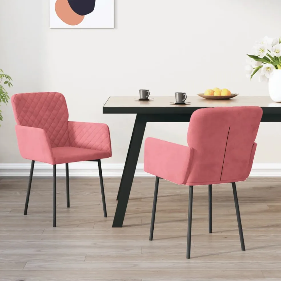 vidaXL Eetkamerstoelen 2 st fluweel roze
