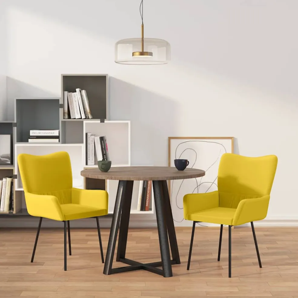 vidaXL Eetkamerstoelen 2 st fluweel geel