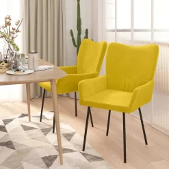 vidaXL Eetkamerstoelen 2 st fluweel geel