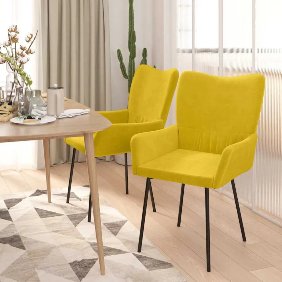 vidaXL Eetkamerstoelen 2 st fluweel geel