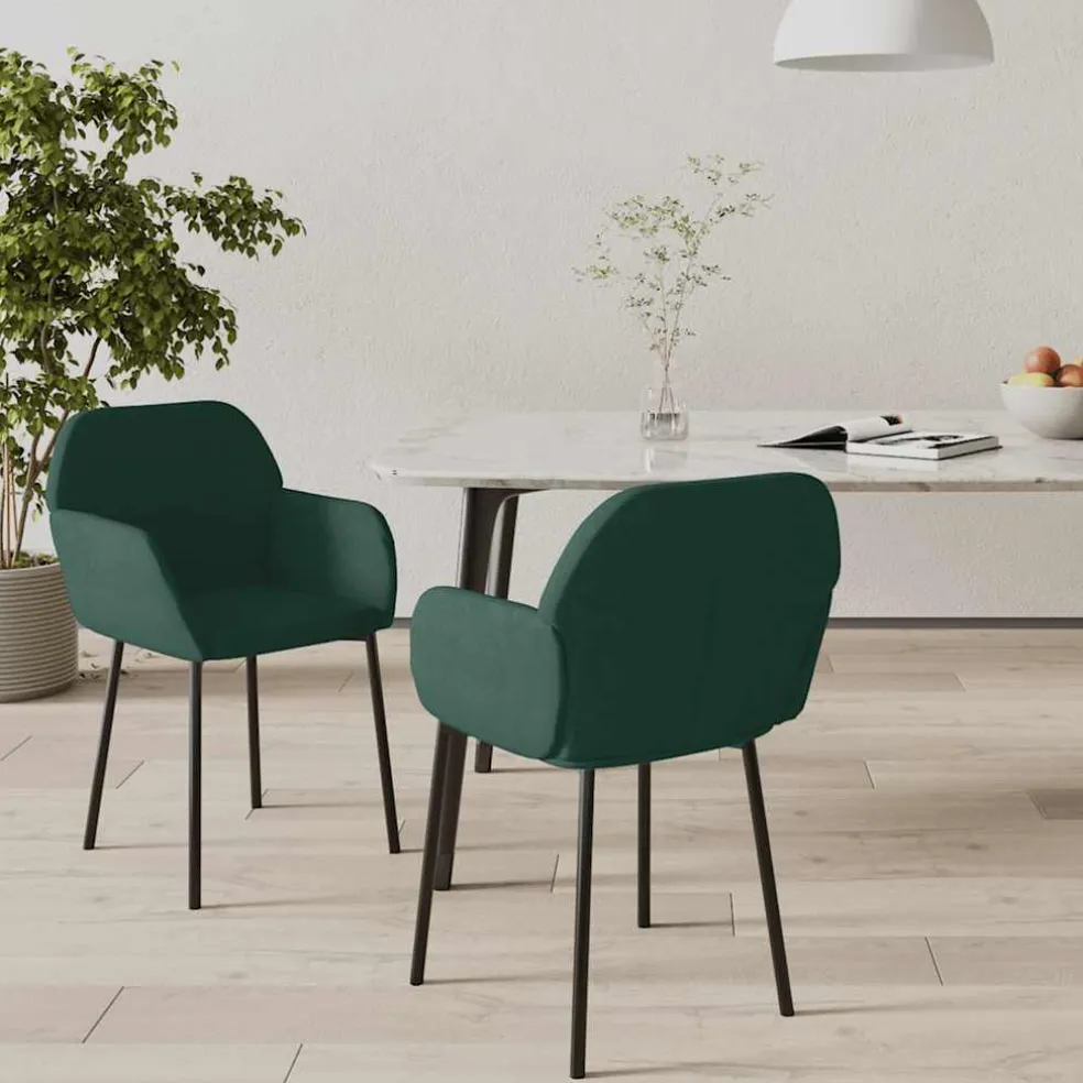 vidaXL Eetkamerstoelen 2 st fluweel donkergroen