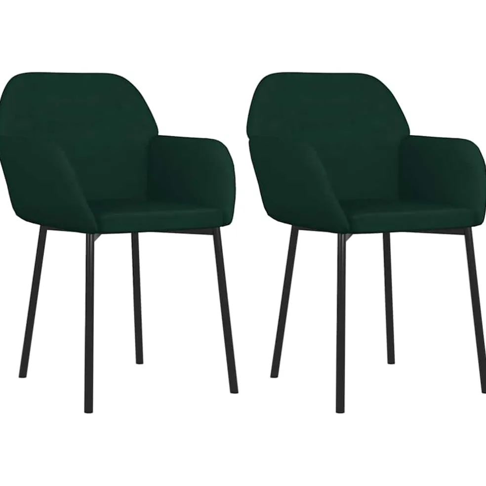 vidaXL Eetkamerstoelen 2 st fluweel donkergroen