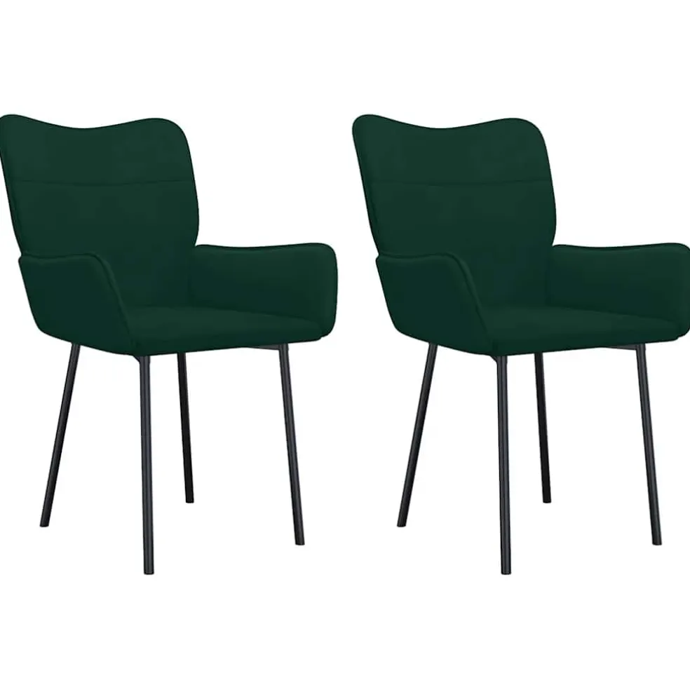vidaXL Eetkamerstoelen 2 st fluweel donkergroen
