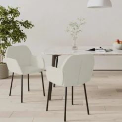 vidaXL Eetkamerstoelen 2 st fluweel crèmekleurig