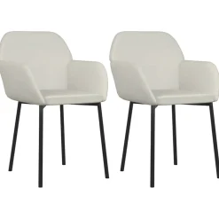 vidaXL Eetkamerstoelen 2 st fluweel crèmekleurig
