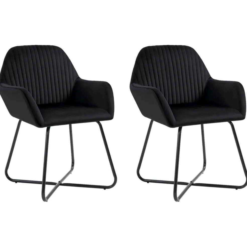 vidaXL Eetkamerstoelen 2 st fluweel zwart