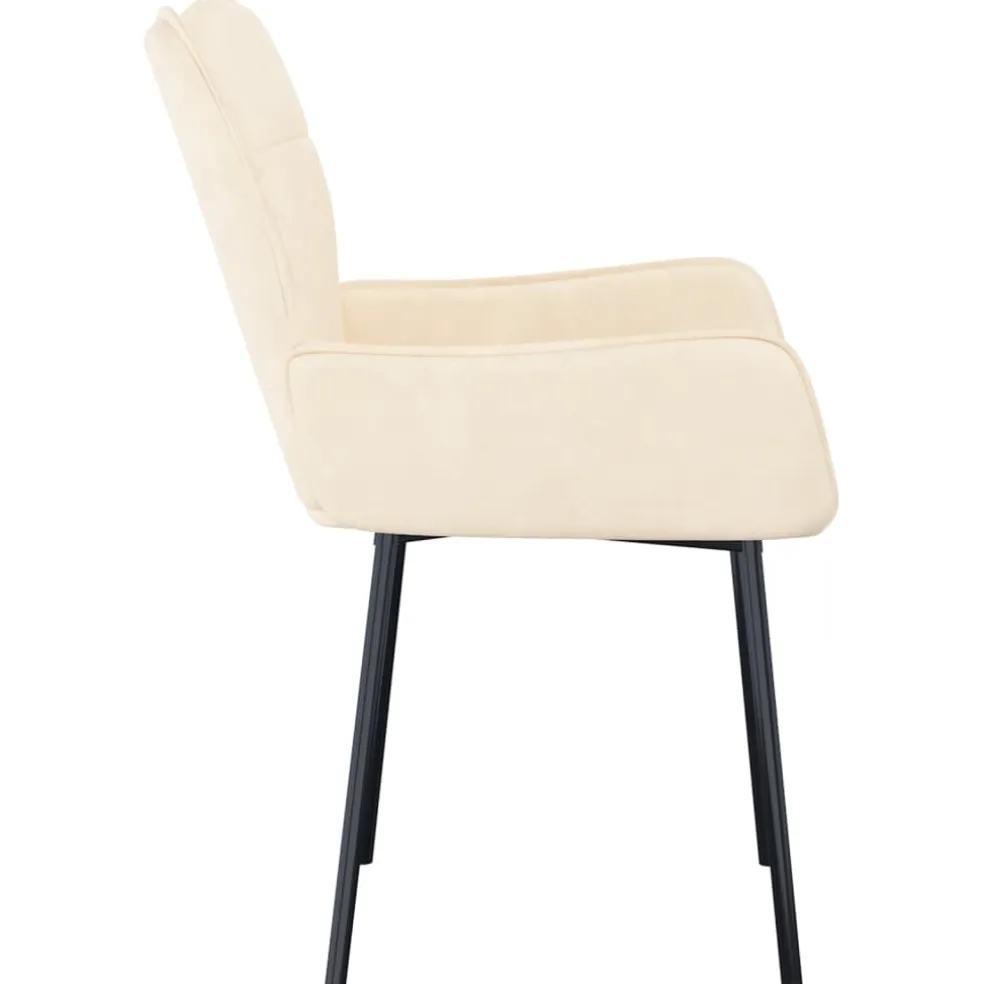vidaXL Eetkamerstoelen 2 st fluweel crèmekleurig