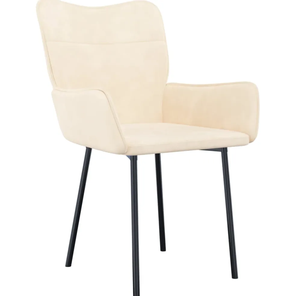 vidaXL Eetkamerstoelen 2 st fluweel crèmekleurig