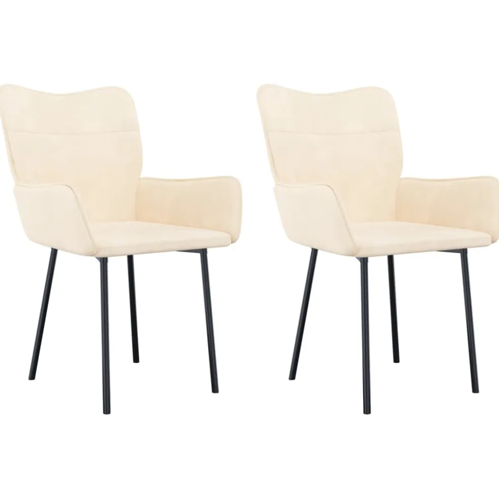 vidaXL Eetkamerstoelen 2 st fluweel crèmekleurig