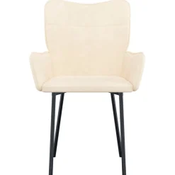 vidaXL Eetkamerstoelen 2 st fluweel crèmekleurig