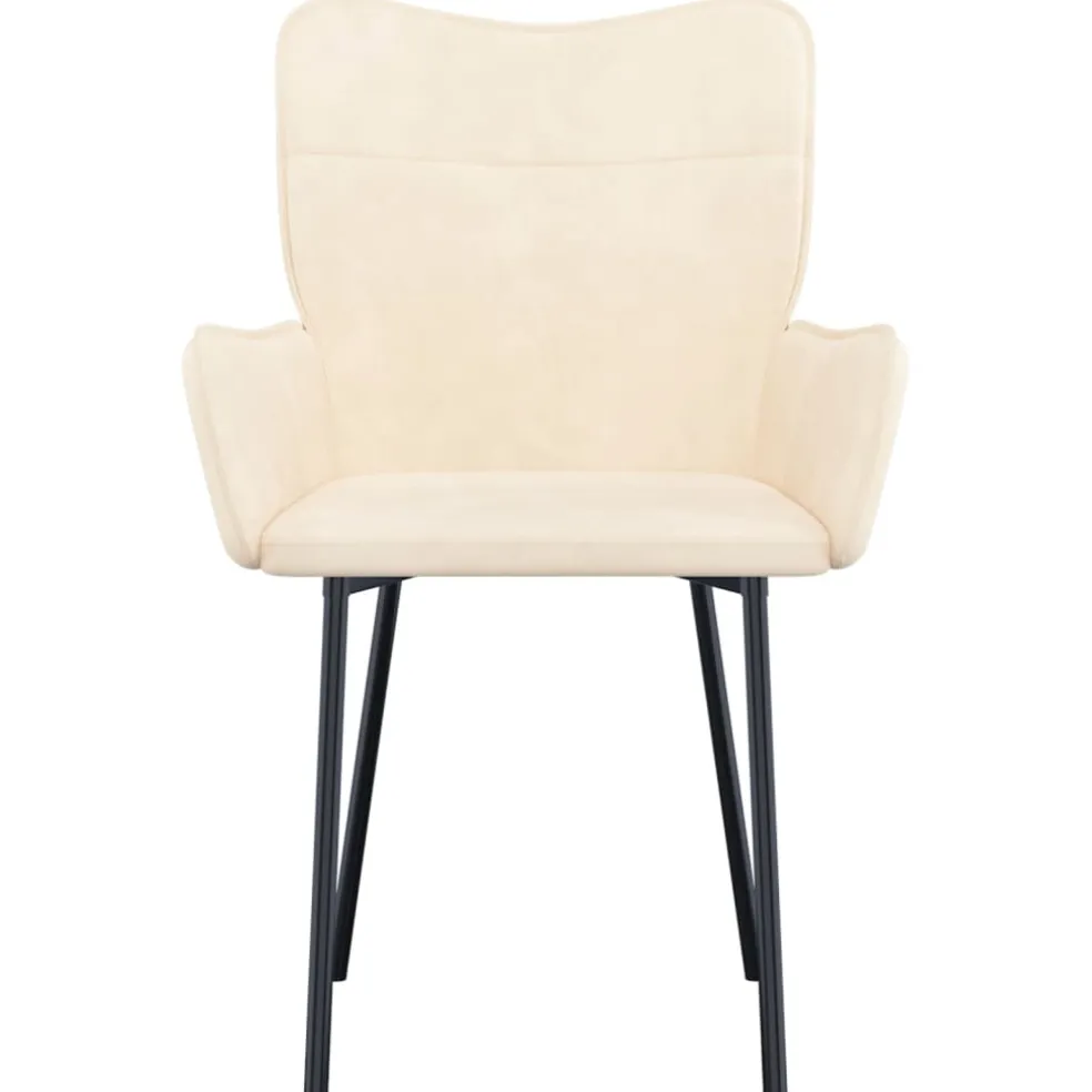 vidaXL Eetkamerstoelen 2 st fluweel crèmekleurig