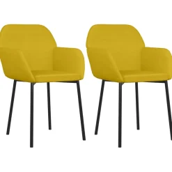 vidaXL Eetkamerstoelen 2 st fluweel geel