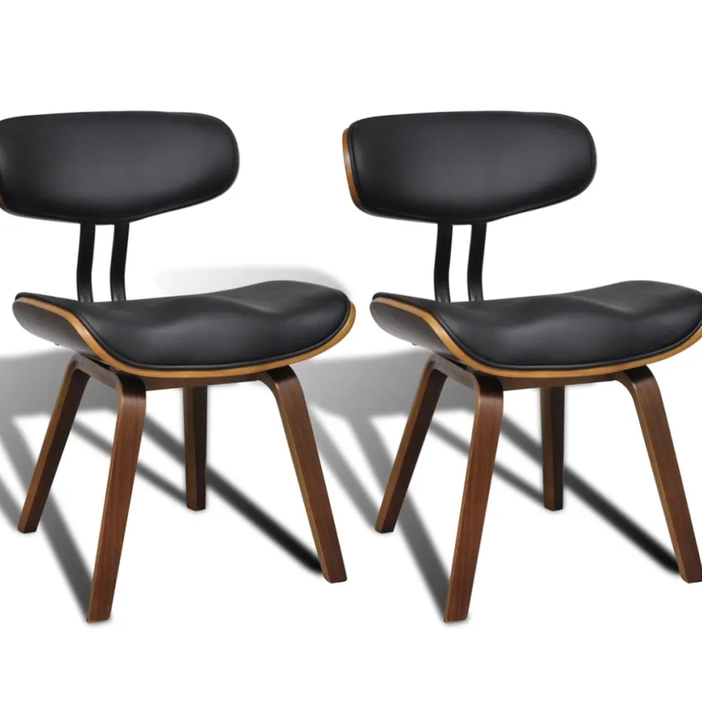 vidaXL Eetkamerstoelen 2 st gebogen hout en kunstleer