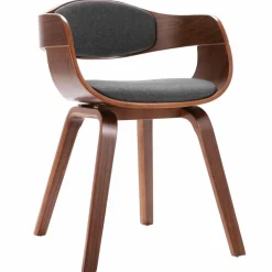 vidaXL Eetkamerstoelen 2 st gebogen hout en stof grijs