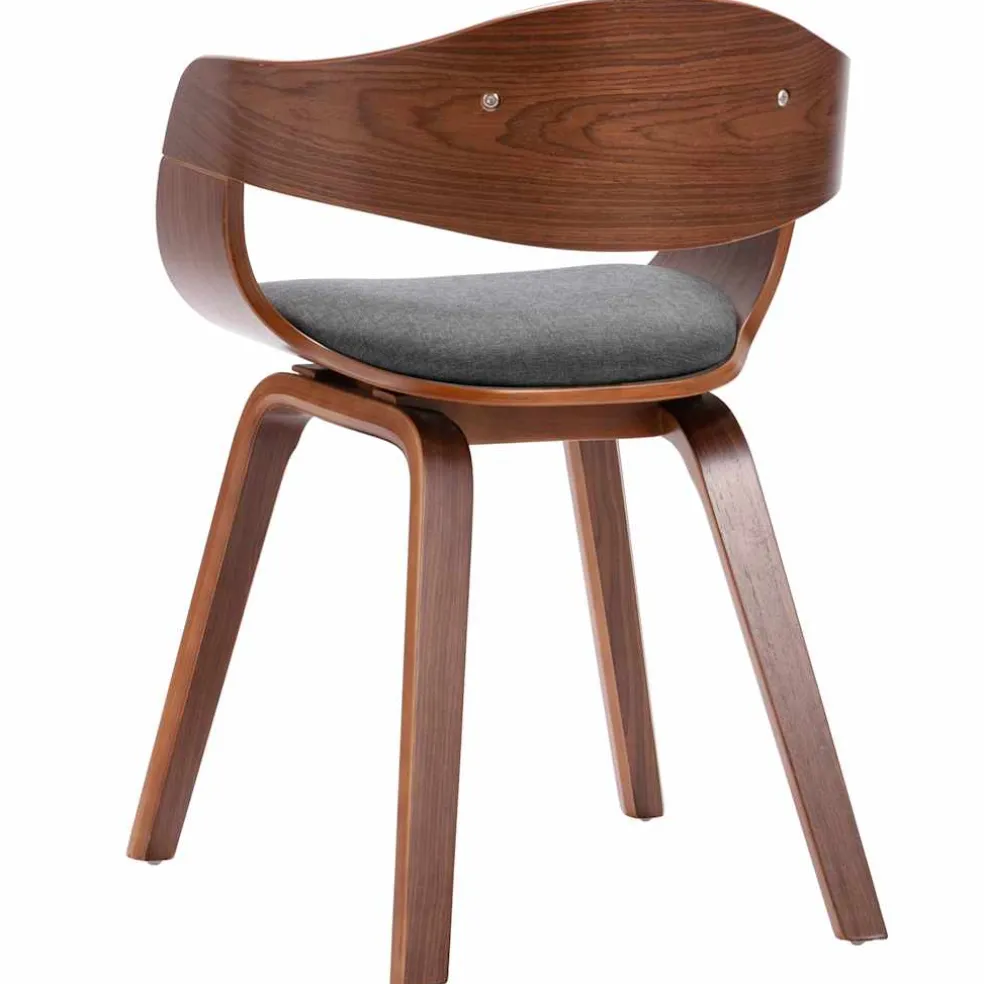 vidaXL Eetkamerstoelen 2 st gebogen hout en stof grijs