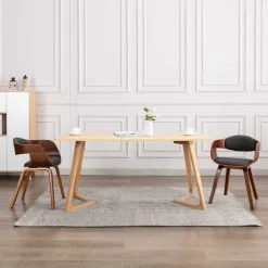 vidaXL Eetkamerstoelen 2 st gebogen hout en stof grijs