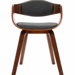 vidaXL Eetkamerstoelen 2 st gebogen hout en stof grijs