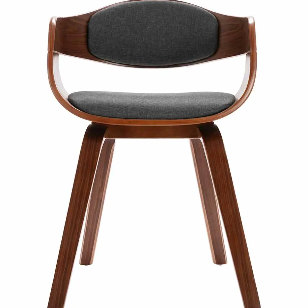 vidaXL Eetkamerstoelen 2 st gebogen hout en stof grijs