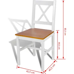 vidaXL Eetkamerstoelen 2 st grenenhout wit