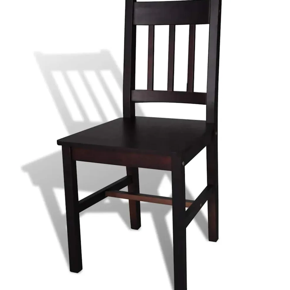 vidaXL Eetkamerstoelen 2 st grenenhout donkerbruin
