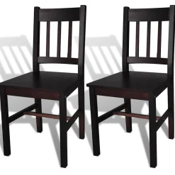 vidaXL Eetkamerstoelen 2 st grenenhout donkerbruin