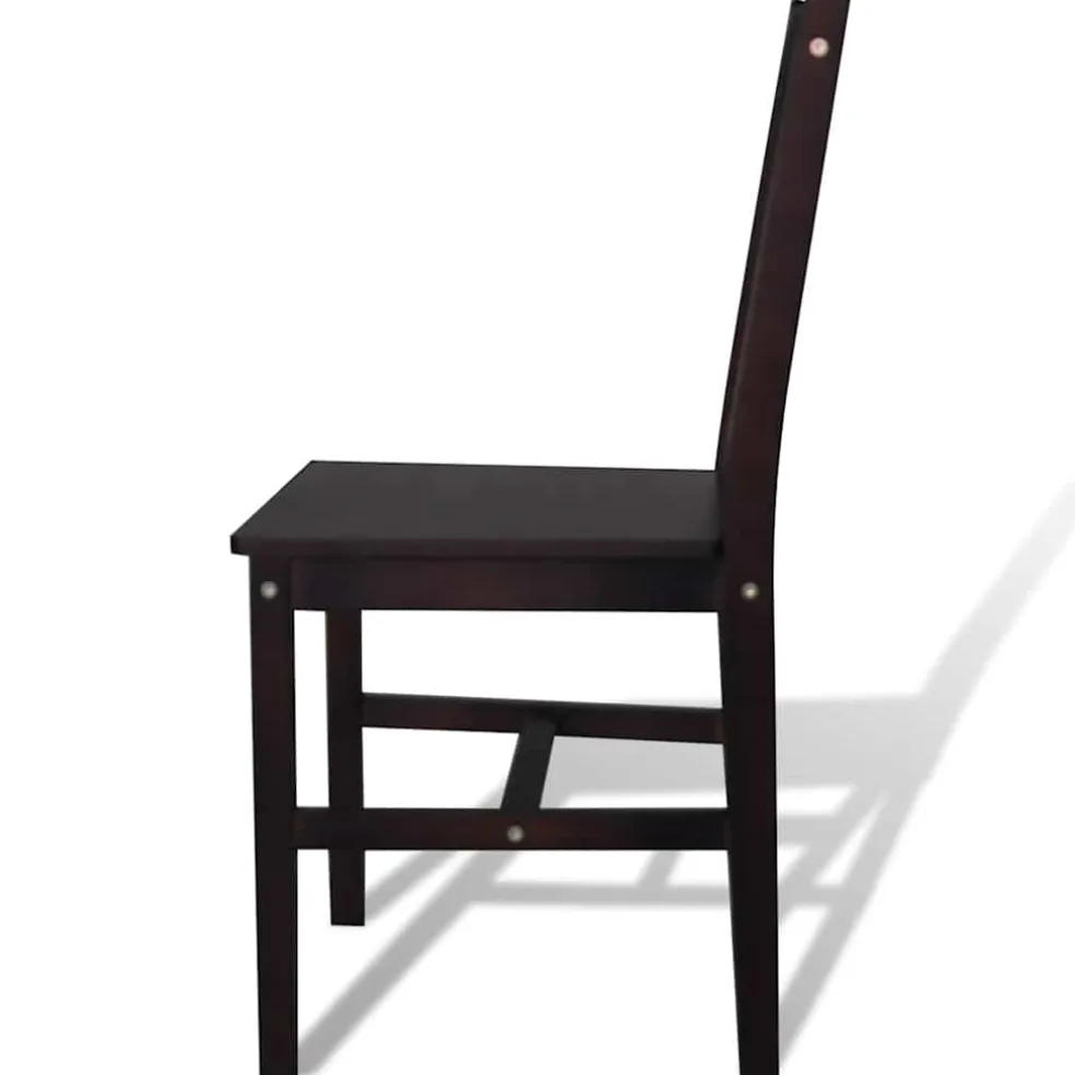 vidaXL Eetkamerstoelen 2 st grenenhout donkerbruin