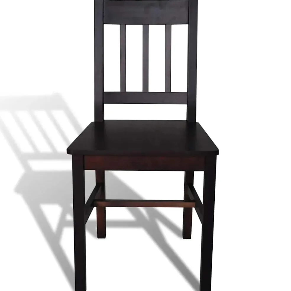 vidaXL Eetkamerstoelen 2 st grenenhout donkerbruin