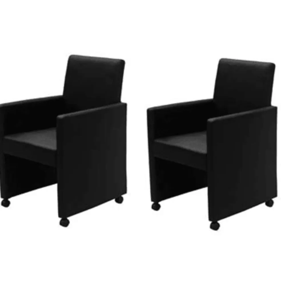 vidaXL Eetkamerstoelen 2 st kunstleer zwart