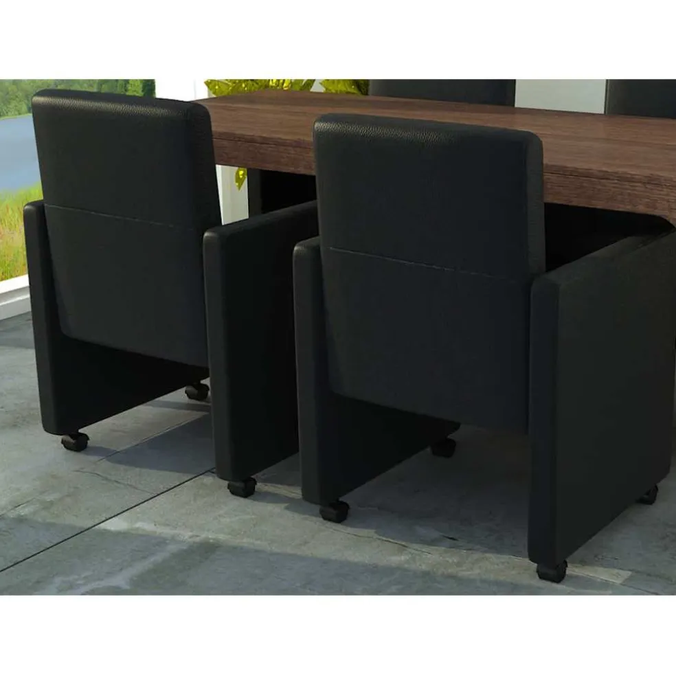 vidaXL Eetkamerstoelen 2 st kunstleer zwart