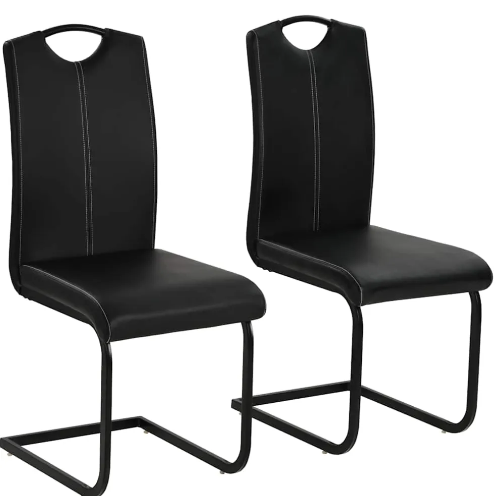 vidaXL Eetkamerstoelen 2 st kunstleer zwart