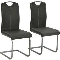 vidaXL Eetkamerstoelen 2 st kunstleer grijs